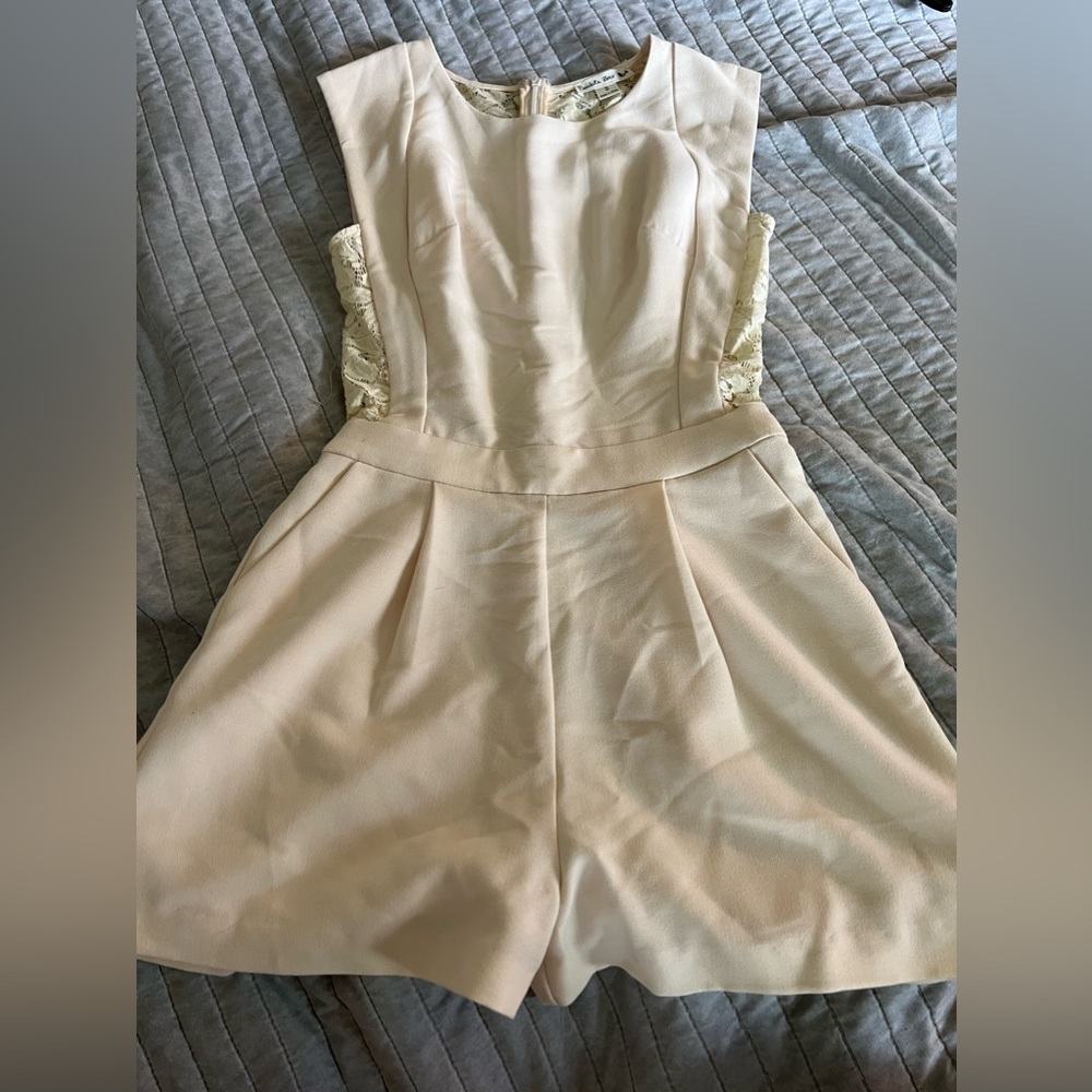 Cream lace detail romper